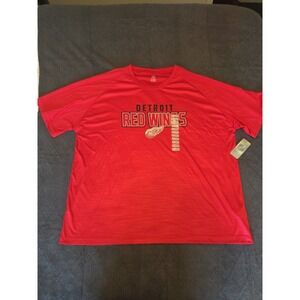 NHL Detroit Red Wings Men 3XL Red Performance T-Shirt NWT Hockey Graphic Tee